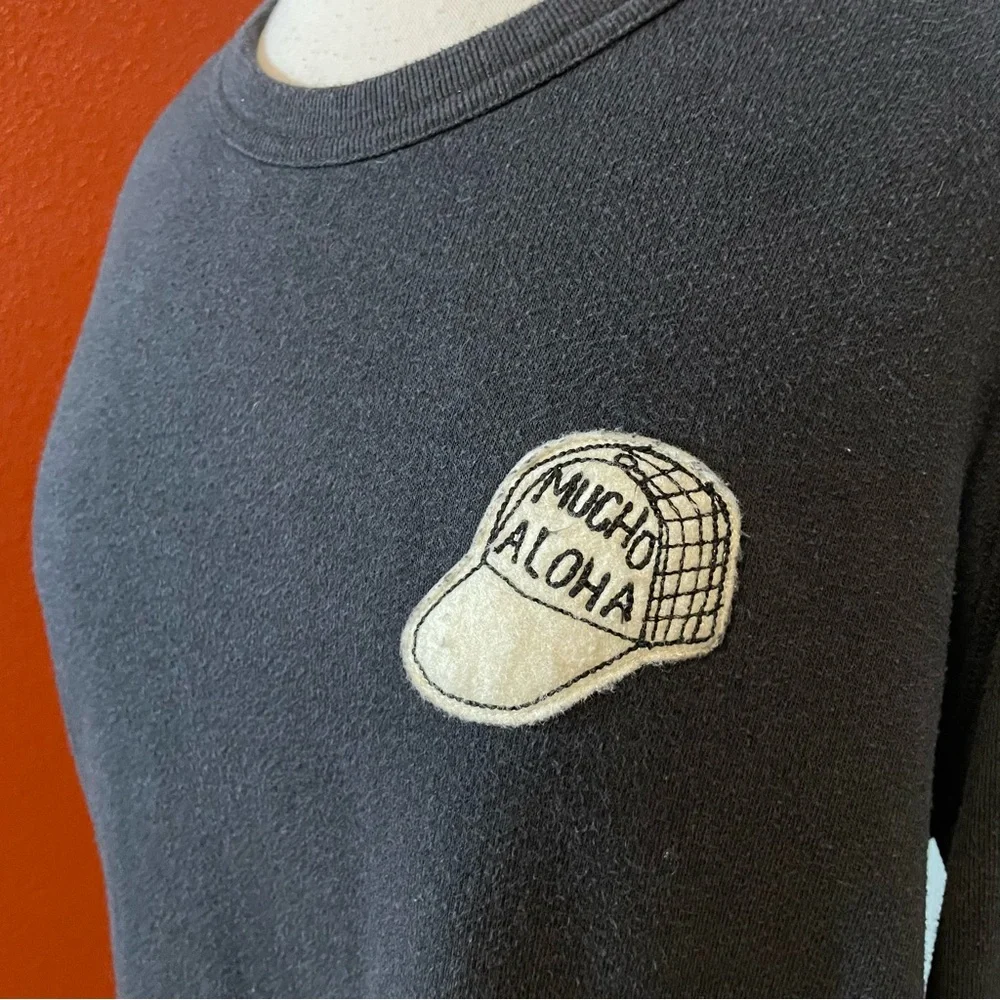 Yokishop Men’s “Mucho Aloha” Crewneck‎ Pullover Navy Cotton Blend Sweater